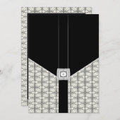 Zwarte Damask Lace Diamond Wedding 5x7 Uitnodiging (Voorkant / Achterkant)