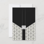 Zwarte Damask Lace Diamond Wedding RSVP Kaarten Kaartje (Voorkant)