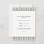 Zwarte Damask Lace Diamond Wedding RSVP Kaarten Kaartje (Achterkant)