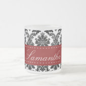 Zwarte Damask Lace Frosted Glass Coffee Mok Cup (Center)