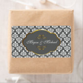 Zwarte Damask met gouden lijst Etiket (Insitu)