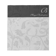 Zwarte Damask met naam en monogram