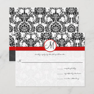 Zwarte Damask met Rode Trim Weddenschap Kaart