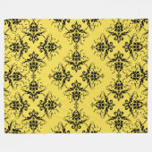 Zwarte Damask op Geel  Patroon Fleece Deken (Voorkant (Horizontaal))
