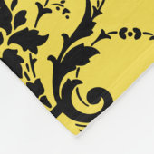 Zwarte Damask op Geel  Patroon Fleece Deken (Hoek)