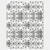 Zwarte Damask op White Fleece Deken (Voorkant)