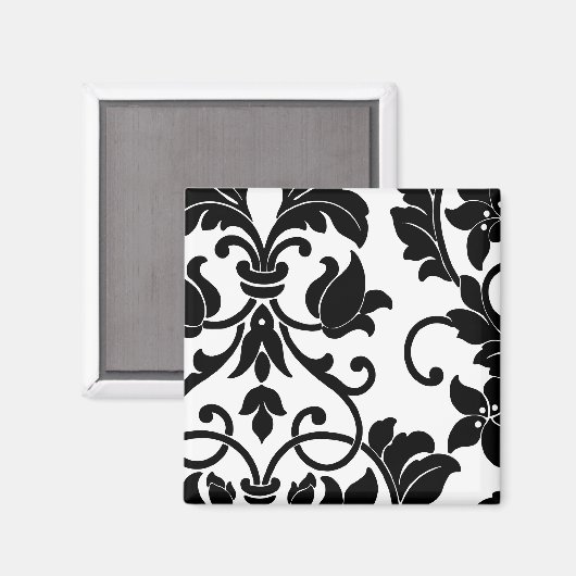 Zwarte Damask op White Magneet (Voorkant / Achterkant)