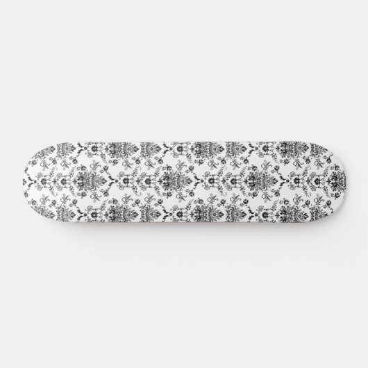 Zwarte Damask op White Persoonlijk Skateboard (Horizontaal)