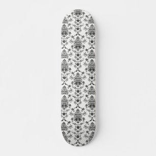 Zwarte Damask op White Persoonlijk Skateboard