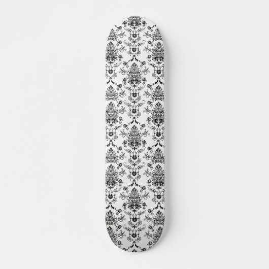 Zwarte Damask op White Persoonlijk Skateboard (Voorkant)