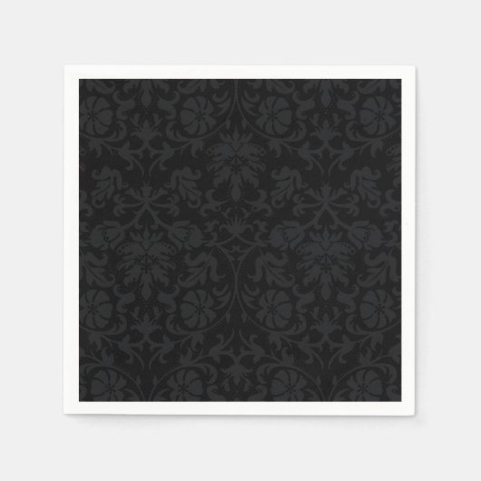 Zwarte Damask Patroon Bloemen servetten (Voorkant)