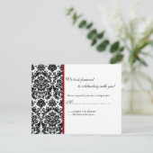 Zwarte Damask RSVP-reactiekaart RSVP Kaartje (Staand voorkant)