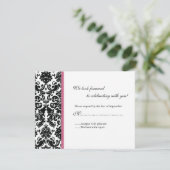 Zwarte Damask RSVP-reactiekaart RSVP Kaartje (Staand voorkant)