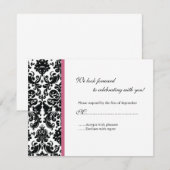 Zwarte Damask RSVP-reactiekaart RSVP Kaartje (Voorkant / Achterkant)