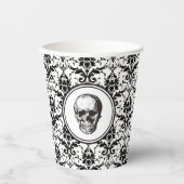  zwarte Damask Skull Halloween Papieren Bekers (Voorkant)