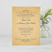 zwarte Damask Swirls Flourish Wedding Kaart (Staand voorkant)