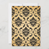 zwarte Damask Swirls Flourish Wedding Kaart (Achterkant)