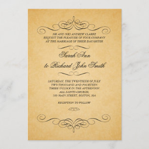 zwarte Damask Swirls Flourish Wedding Kaart