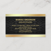 Zwarte Damask Trendy Gold Folie Hoge Hakken Stilet Visitekaartje (Achterkant)
