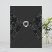 Zwarte Damask Uitnodigingen voor elk Feest (Staand voorkant)
