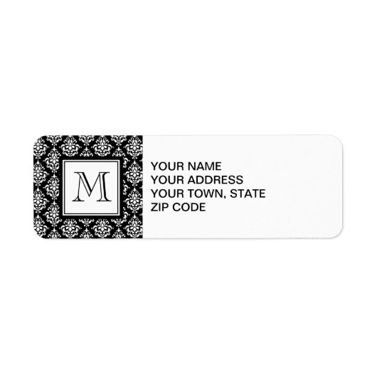 ZWARTE DAMASK UW MONOGRAM ETIKET (Voorkant)