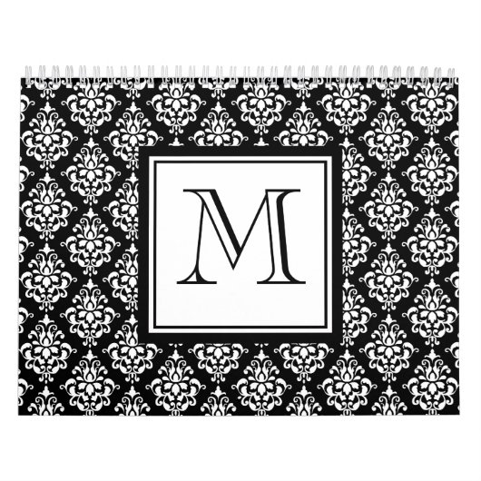  ZWARTE DAMASK UW MONOGRAM KALENDER (Hoes)
