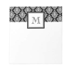 ZWARTE DAMASK UW MONOGRAM NOTITIEBLOK