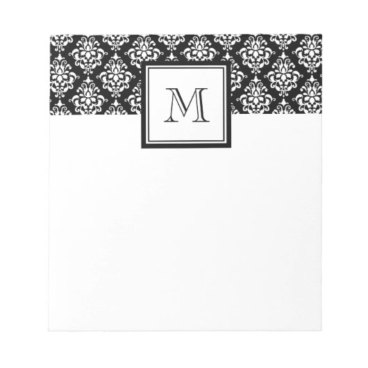  ZWARTE DAMASK UW MONOGRAM NOTITIEBLOK (Voorkant)