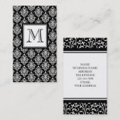 ZWARTE DAMASK UW MONOGRAM VISITEKAARTJE (Voorkant / Achterkant)