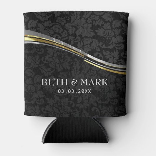 Zwarte Damaskast Silver & Gold-accessoires Blikjeskoeler (Voorkant)