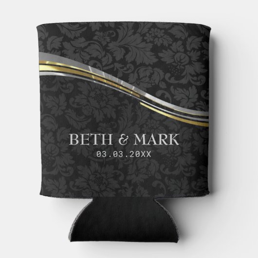 Zwarte Damaskast Silver & Gold-accessoires Blikjeskoeler (Achterkant)