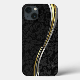 Zwarte Damaskast Silver & Gold-accessoires iPhone 13 Hoesje