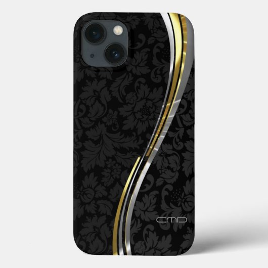 Zwarte Damaskast Silver & Gold-accessoires Case-Mate iPhone Case (Achterkant)