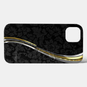 Zwarte Damaskast Silver & Gold-accessoires Case-Mate iPhone Case (Achterkant (horizontaal))