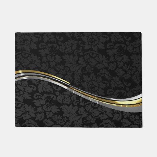 Zwarte Damaskast Silver & Gold-accessoires Deurmat (Voorkant)