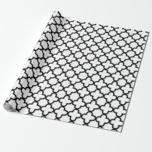 Zwarte Damaskers op wit Cadeaupapier (Uitgerold)
