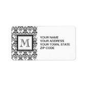 ZWARTE DAMASKPATROON 2 UW INITIAAL ETIKET (Voorkant)