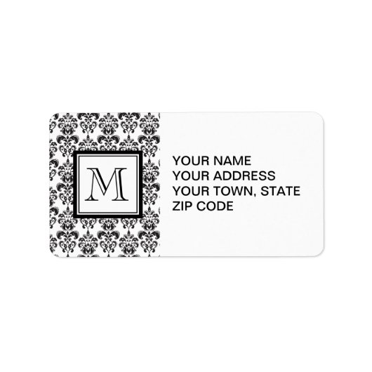 ZWARTE DAMASKPATROON 2 UW INITIAAL ETIKET (Voorkant)
