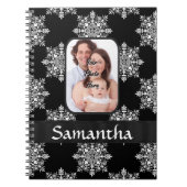 Zwarte damast aangepaste foto notitieboek (Voorkant)
