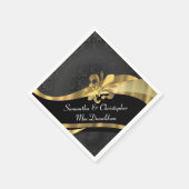 Zwarte damast en gouden fleur de lys servet (Hoek)