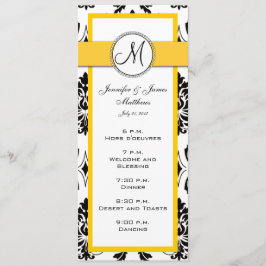 Zwarte Damast Gele Trouw Menu Kaarten