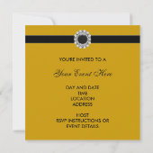 Zwarte Damast Gouden Uitnodiging voor elk Feest (Achterkant)