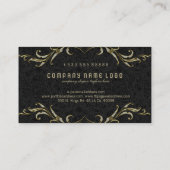 Zwarte damast met glitter bloemig Lijst Visitekaartje (Achterkant)