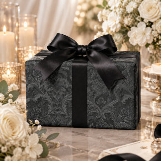 Zwarte Damast Naadloos Patroon met Luxe Uitstralin Cadeaupapier
