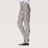 Zwarte damast op lichtroze tint leggings (Links)