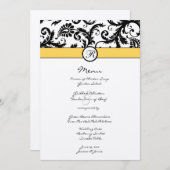Zwarte Damast Randen Trouw Uitnodiging (Voorkant / Achterkant)