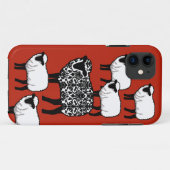 Zwarte Damast Schapen op Rood Case-Mate iPhone Case (Achterkant (horizontaal))