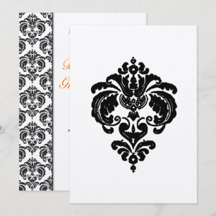 Zwarte Damast Trouw Uitnodigingen