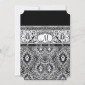 Zwarte Damast Trouwuitnodigingen Kaart (Achterkant)