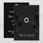 Zwarte Damast Uitnodigingen voor Feesten voor elke (Voorkant / Achterkant)